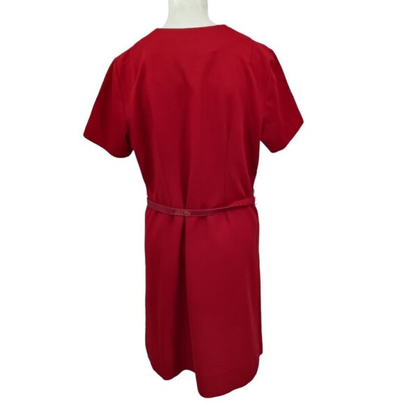 Vintage Handmade Zip Front Belted Embroidered Short Sleeve Mod Dress Size XL? - Picture 9 of 12